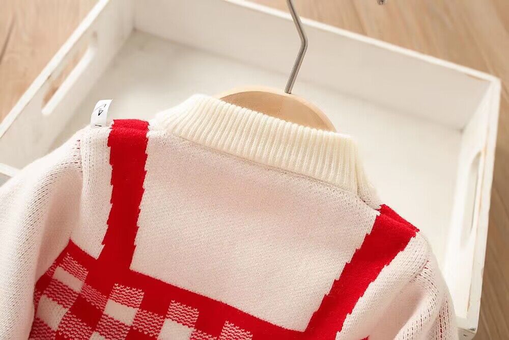 Ragazze Di Lana D 2023 Inverno Nuova Bambina Alla Moda Falso in Due Pezzi Del Fumetto Ricamato a Maniche Lunghe per Bambini_voghion.com