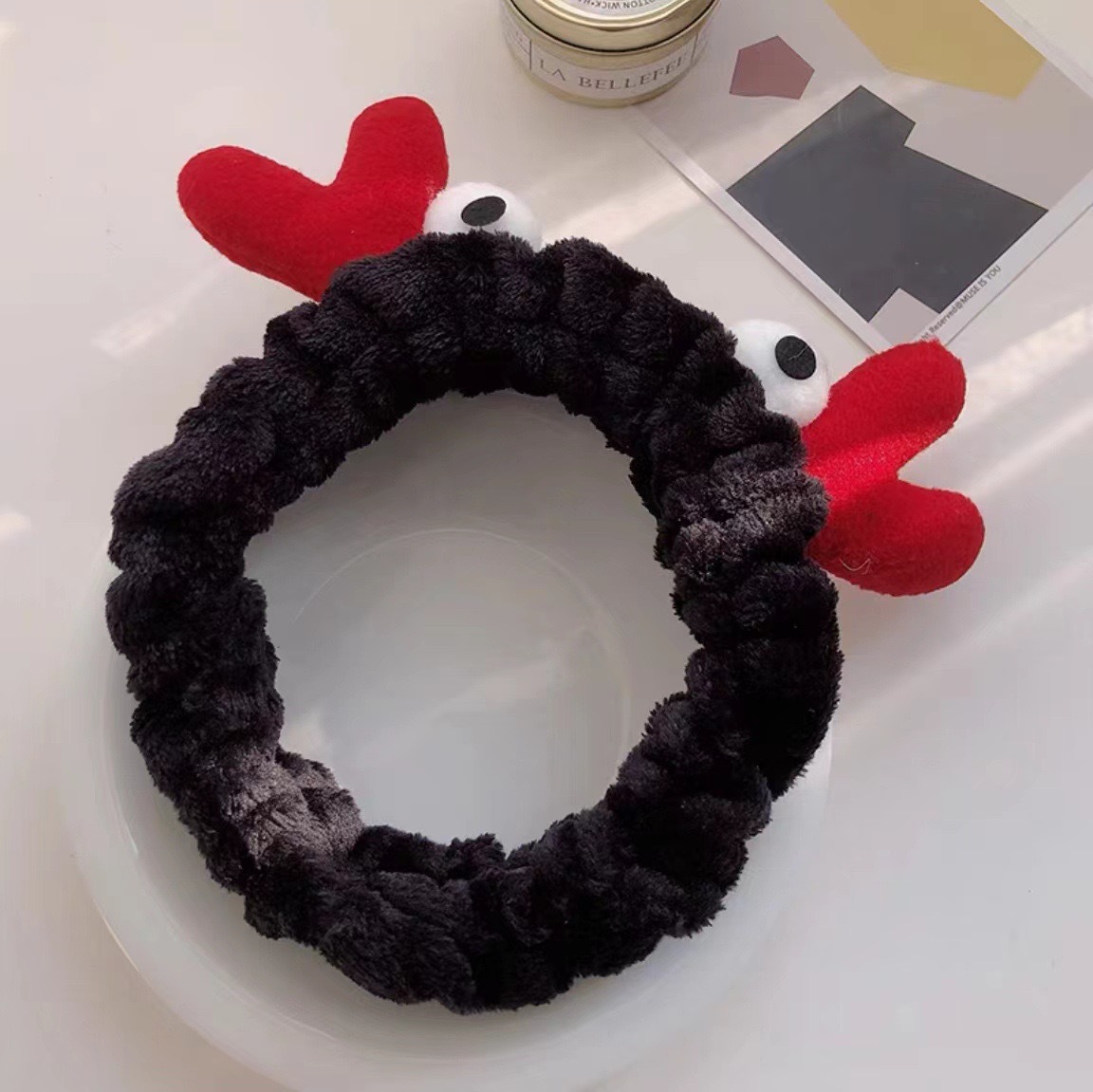 Caricatura verde rana correa de cabello mujer nuevo lindo gran ojo correa de cabello lavar la cara correa de cabello máscara de Navidad tocado