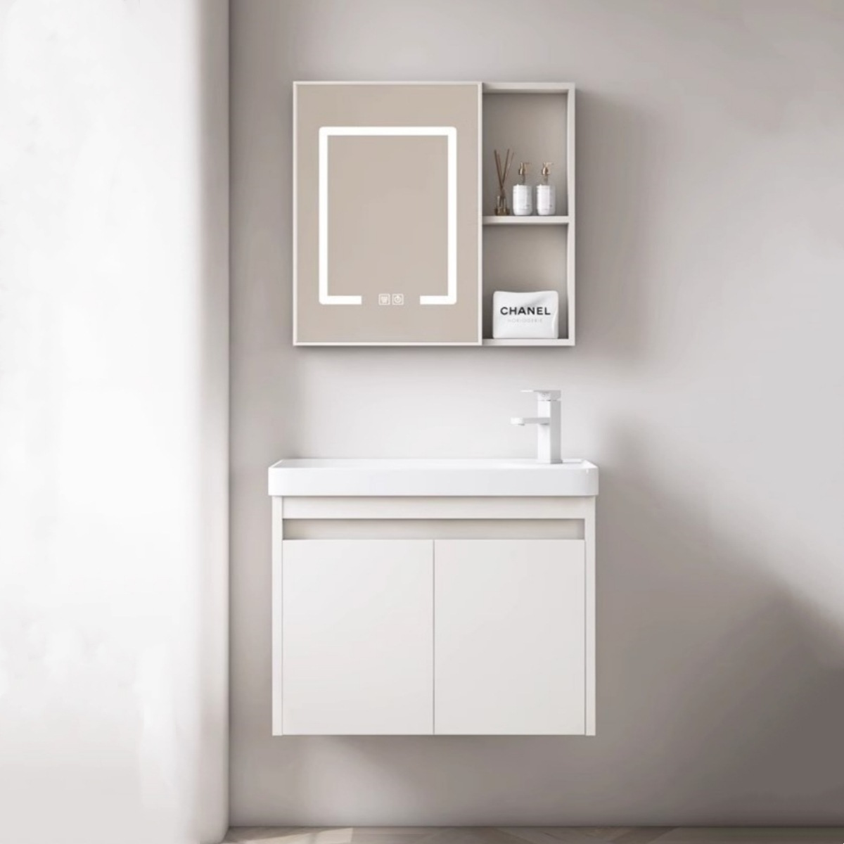 gabinete de baño de aluminio espacial profundo gabinete de baño pequeño tipo casa lavabo de lavado de cara gabinete de lavabo de mano combinación integral mesa de arte de cerámica lavabo