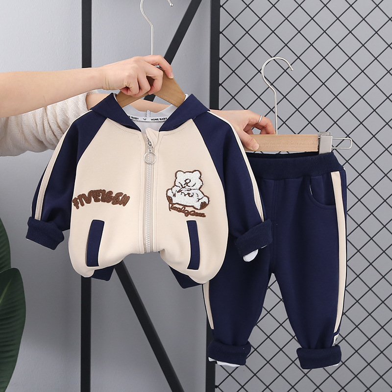 Sports Cartoon Bear Zipper Cotton Boys Clothing Sets display picture 4