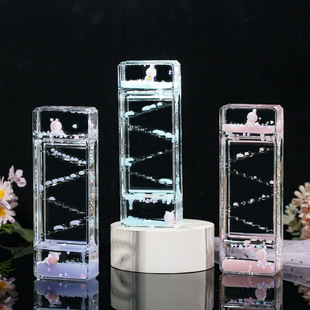 Douyin same style peach rabbit slide oil drop rectangular cartoon hourglass children's toy float liquid desktop decoration