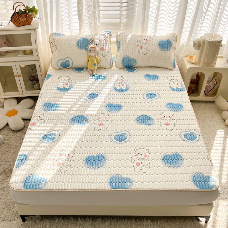 2023 Printed Soy Fiber Latex Tencel Student Ice Silk Mat Three-Piece Set