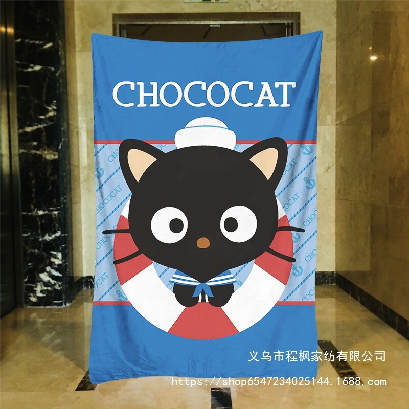 San Series Chocolate Black Cat Multi-Picture Cartoon Merchandise Single-Sided Flannel Blanket Nap Sofa Blanket Cat San Series Chocolate Black Cat Multi-Picture Cartoon Merchandise Single-Sided Flannel Blanket Nap Sofa Blanket Cat