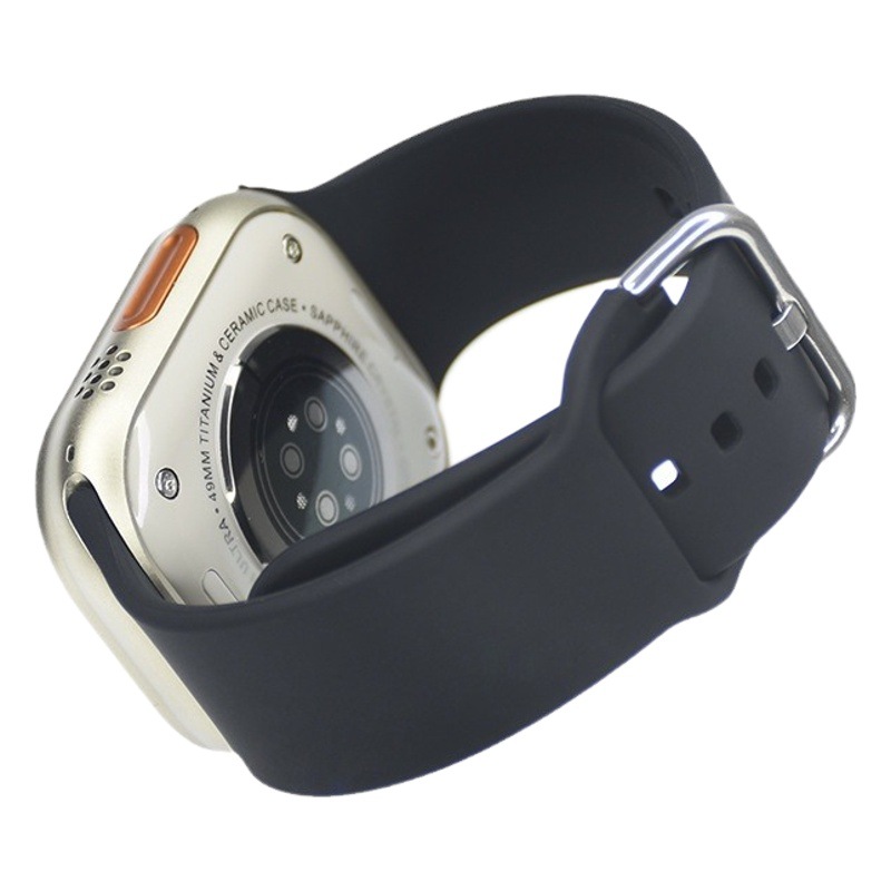 Suitable for Apple Watch 12345678 Generation se Sports Silicone Watch with Single Color Solid Color Iron Buckle Strap