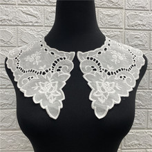 全棉刺绣水溶花边衣领对领纯棉镂空打孔刺绣蕾丝童装女装衬衣对领