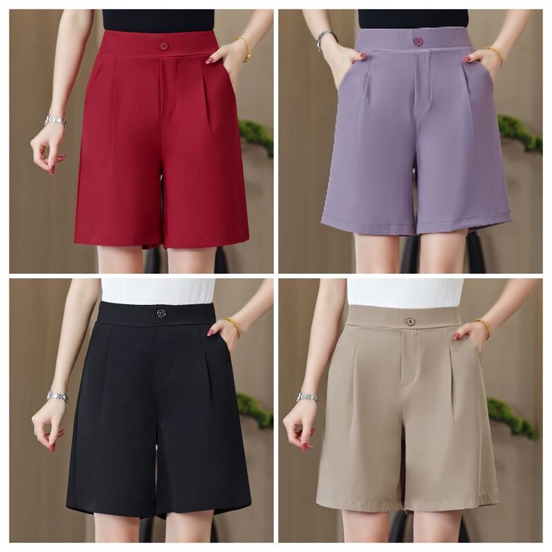 2025 New Style Suit Five-Point Pants with Drapey High-Waisted Wide-Leg Pants Summer Thin Loose Casual Slimming Versatile Shorts