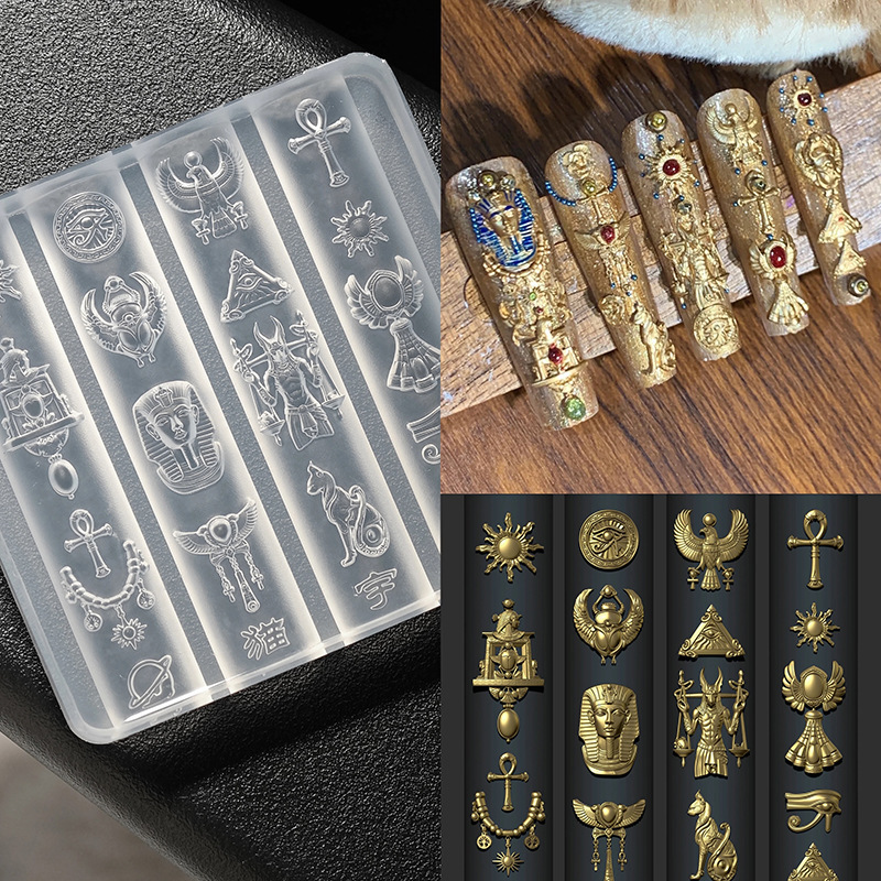 Retro Egyptian Exotic Style Nail Art Mold European-Style Embossed Nail Decoration Tool Oxidation-Resistant High Transparency Retro Egyptian Exotic Style Nail Art Mold European-Style Embossed Nail Decoration Tool Oxidation-Resistant High Transparency