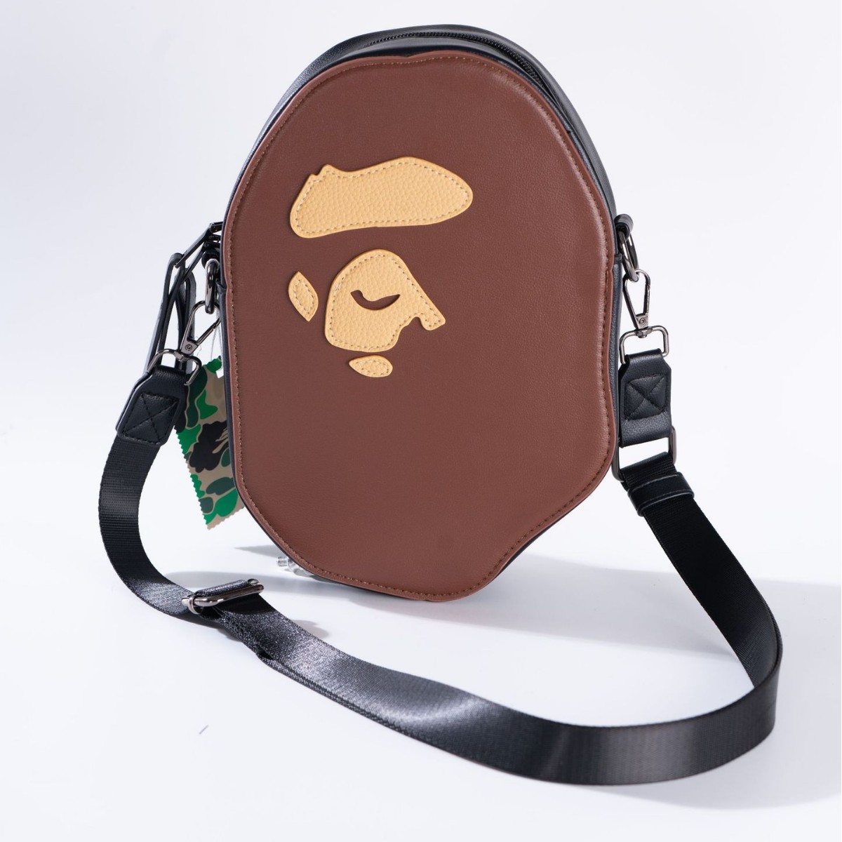 Cross-Border Japanese Trendy Brand Accessories Yuanren Pattern Pu Leather Zipper Crossbody Bag Yuan Head Shoulder Bag Backpack Shoulder Bag