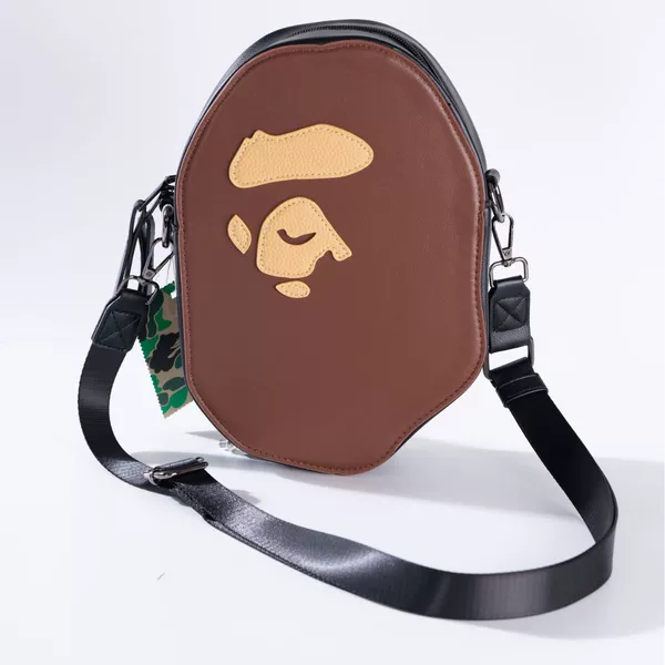 Cross-Border Japanese Trendy Brand Accessories Yuanren Pattern Pu Leather Zipper Crossbody Bag Yuan Head Shoulder Bag Backpack Shoulder Bag