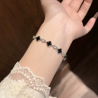 爆款四叶草手链女锆石竹节小众设计ins风轻奢高级感百搭闺蜜手饰