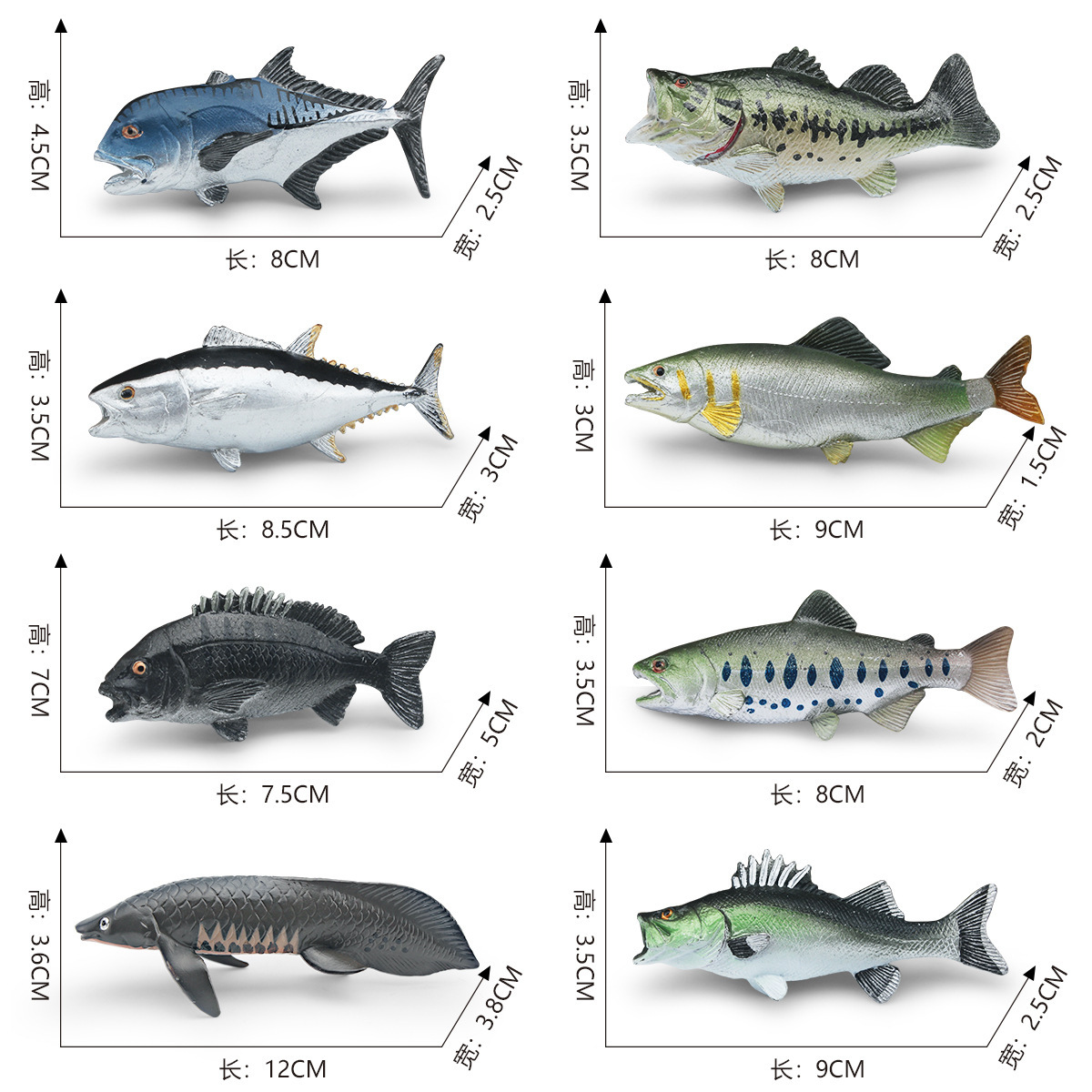 Transfronteriza simulación animal marino atún pargo real ganado puerto bajo salmón modelo adornos