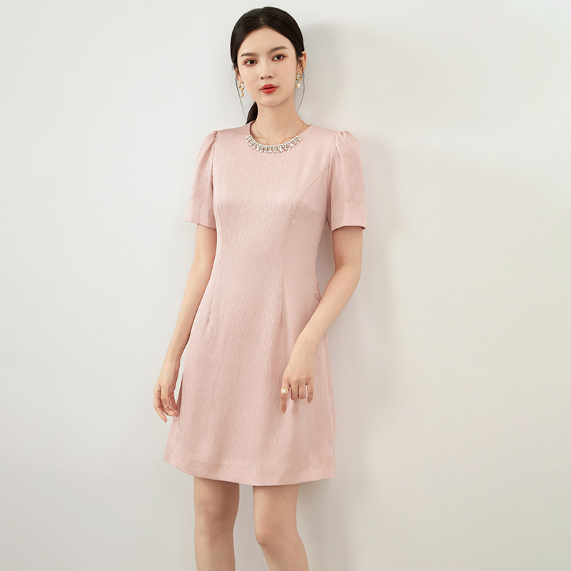 Đầm suông nữ midi mùa hè tay ngắn — 2415306 - Đen chi tiết 6