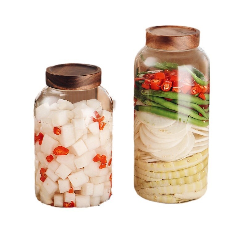 玻璃泡菜罐食品级高硼硅密封瓶耐高温玻璃瓶家用透明腌制泡酒罐子|undefined