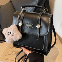 复古质感双肩小包包女2024新款学生双肩背包单肩手提旅行包书包