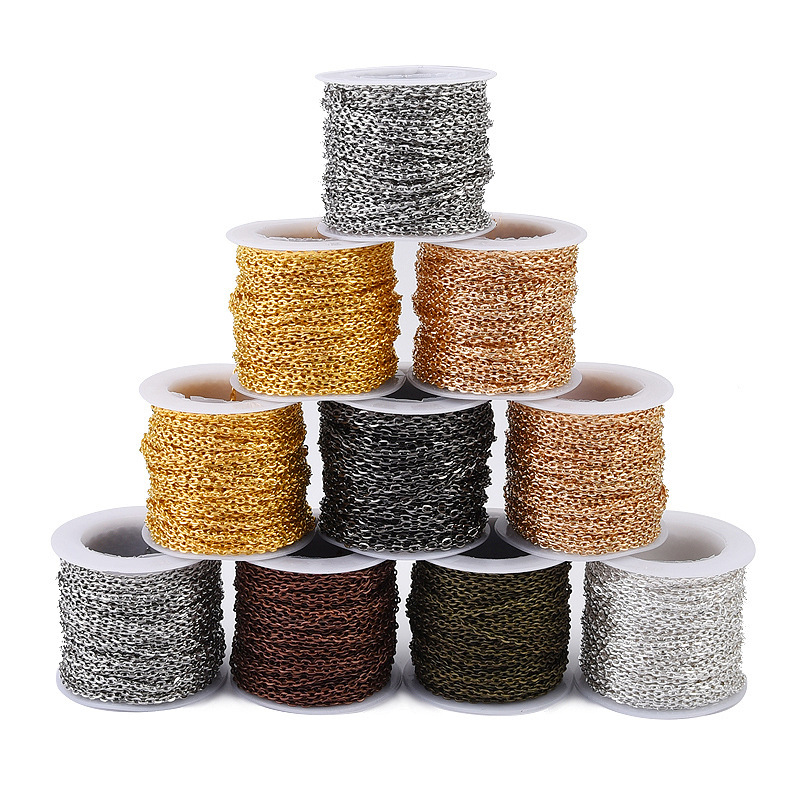 Multi-Specification Metal Flattened O-Shaped Chain Cross Chain DIY Jewelry Accessories Handmade Semi-Finished Chain Materials