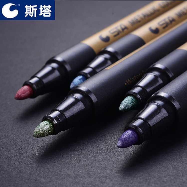 Sta color metal marcador pintura pluma DIY álbum negro cartón arte marcador 8151