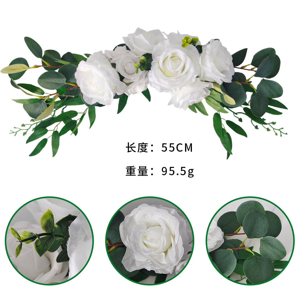 Amazon silla de flores artificiales transfronterizas flores de boda tarjeta de bienvenida flor decoración de bodas arco friso flores rosas 2025