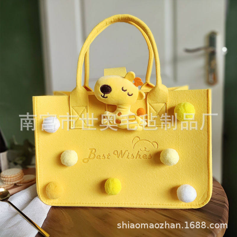 厂家供应毛毡购物袋 毛毡手提购物袋 毛毡包旅行收纳包妈咪包