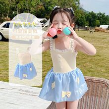 儿童连体泳衣公主裙蝴蝶结女孩2025潮流新款夏季宝宝泡温泉游泳衣
