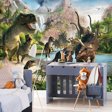 跨境专供独立站亚马逊速卖通电视背景墙壁画儿童卧室恐龙壁纸