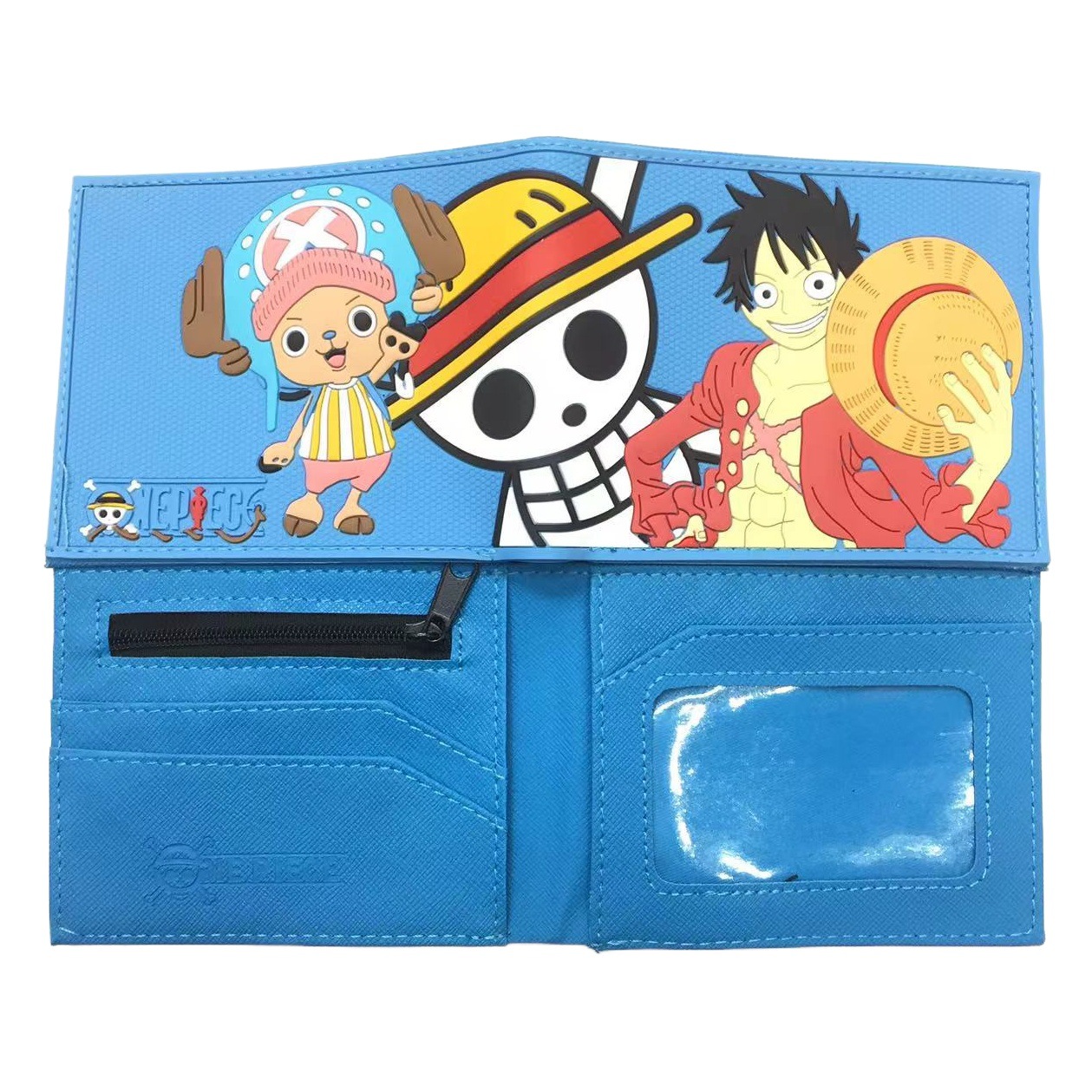 Una pieza de metal cartera anime japonés periférico luffy Sauron Qiao Ba estudiante hombres y mujeres corto PVC