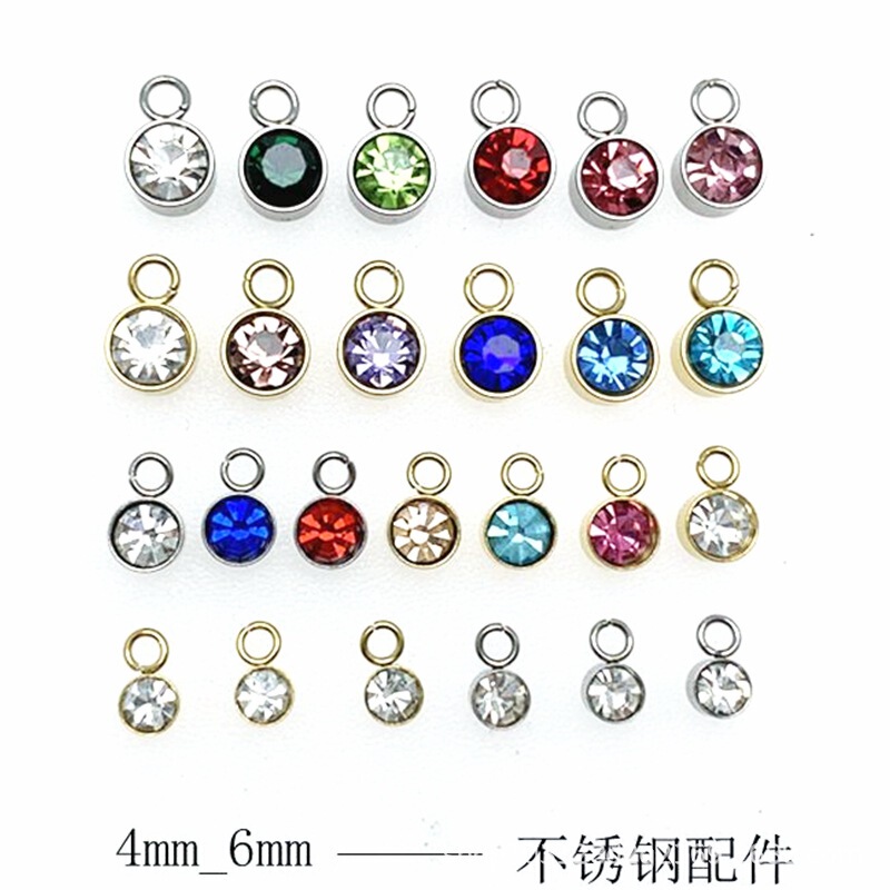 Stainless Steel DIY Jewelry Accessories Jewelry Pendant 12 Birthstone Colorful Diamond Pendant Birthstone Jewelry Wholesale