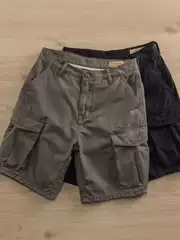 Men's Cargo Drawstring Shorts, Loose Straight Leg, Washed, Multi-Pocket Casual Beach Shorts for Streetwear