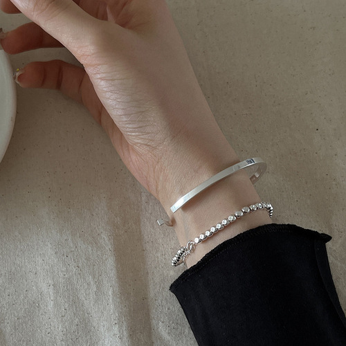 Simple plain ring bracelet for women, Korean style fashionable personality geometric square small fresh bracelet, cold style and temperament bracelet