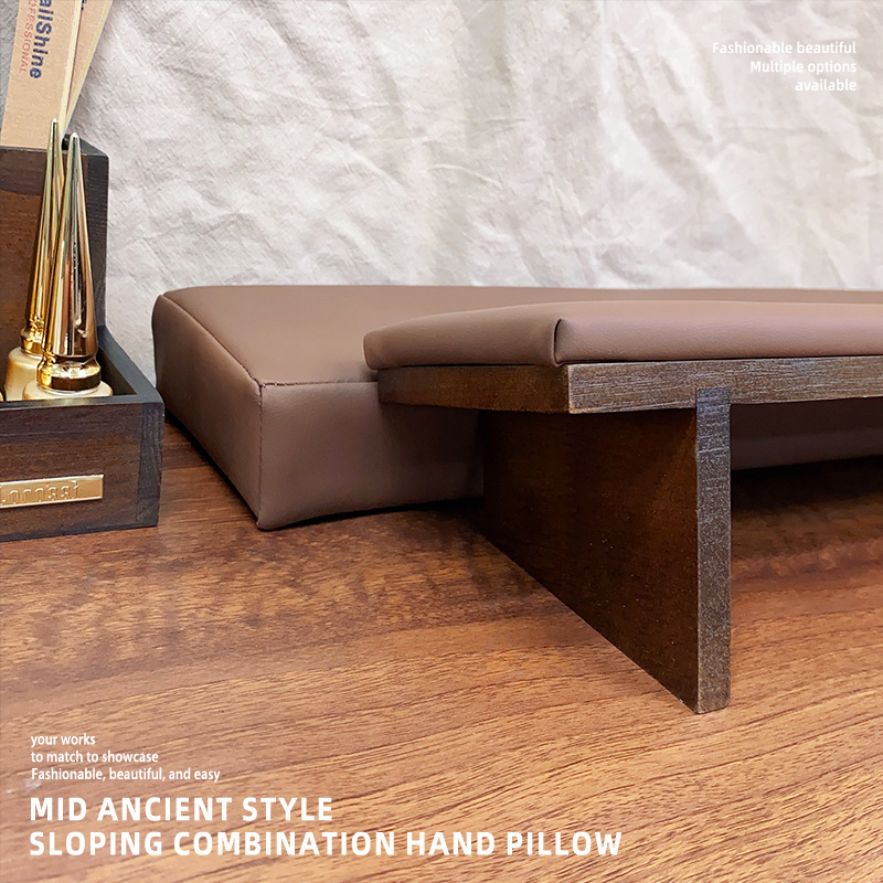 Cojín de mano conjunto de cuero mejorado confortable plano inclinado combinación almohadilla antideslizante soporte de mano de estilo ruso para usar pegamento de lámpara de horno libre