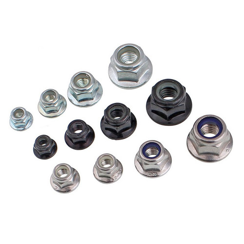M3M4M5M6M8 Carbon steel galvanized hexagonal flange nylon nut black zinc flange pad anti-loosening nut DIN6926