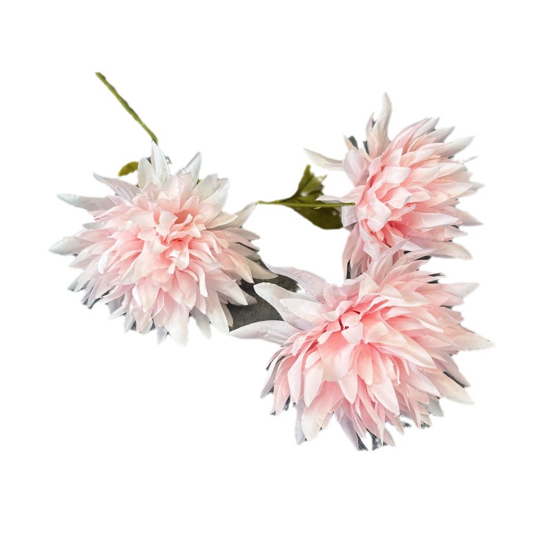 Flores artificiales, crisantemos de 3 cabezas, flores de seda, arreglo floral de crisantemo, accesorios de fotografía, flores falsas, ramo de flores para fotografía, decoración del hogar
