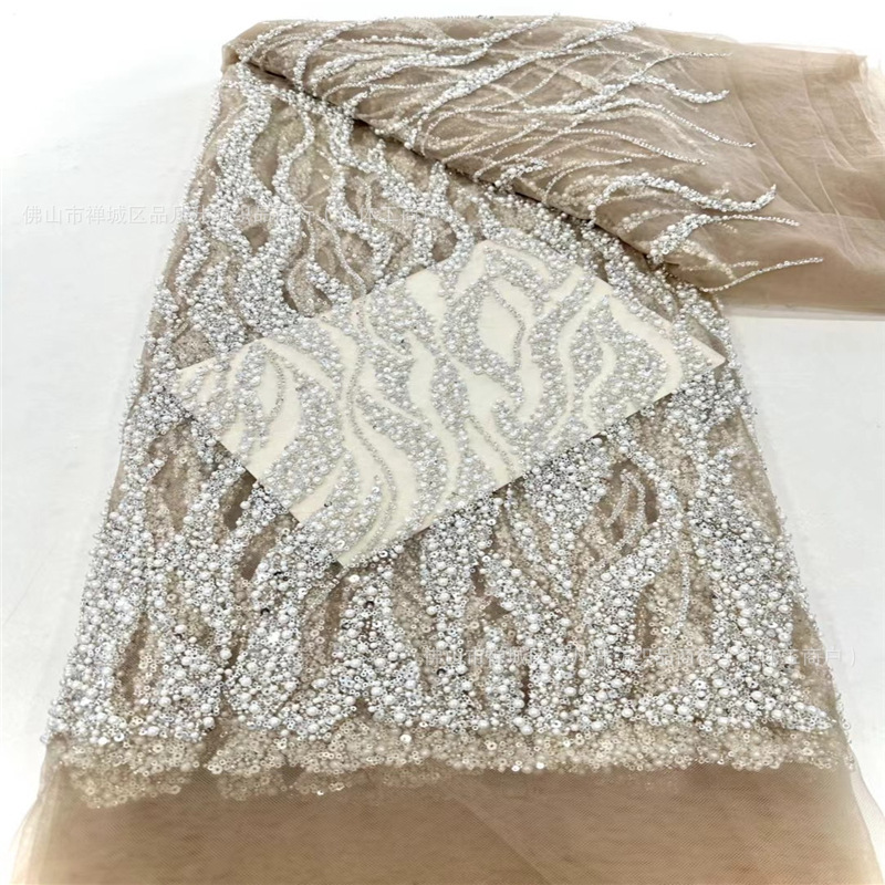 Tubo de bordado de perlas espuma tela de encaje tela de perlas clavos vestido de boda vestido de cena vestido de ceremonia tela