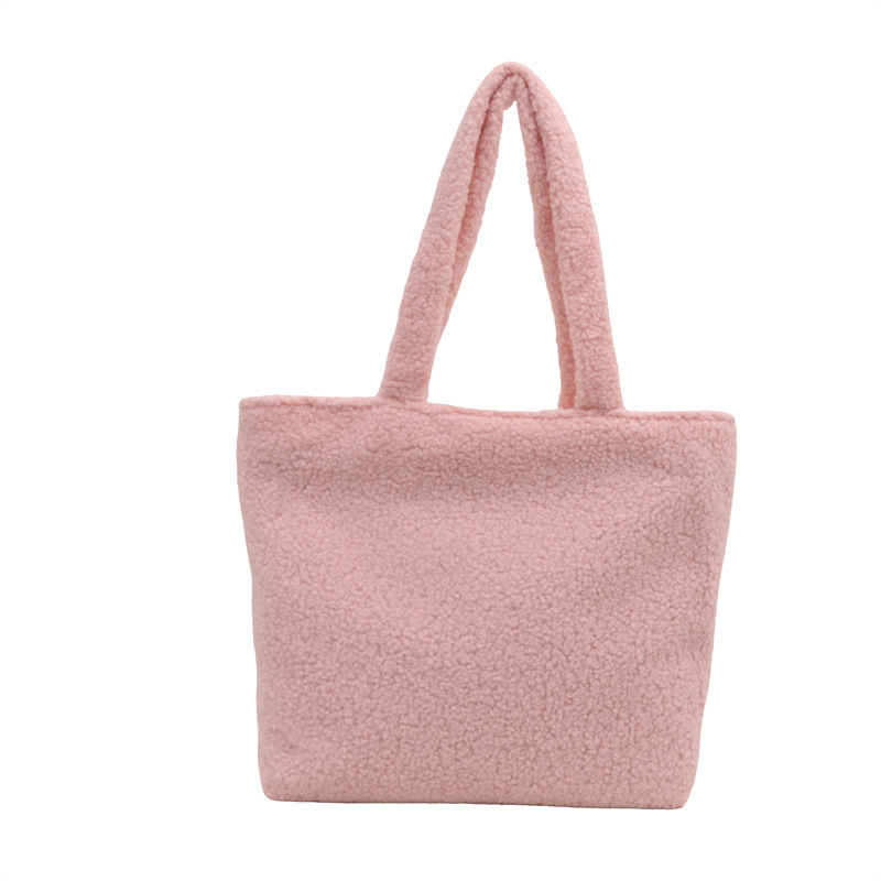 Nueva versión coreana de ocio simple otoño invierno bolso de peluche bolso de mano canasta de verduras bolso de moda de mujer