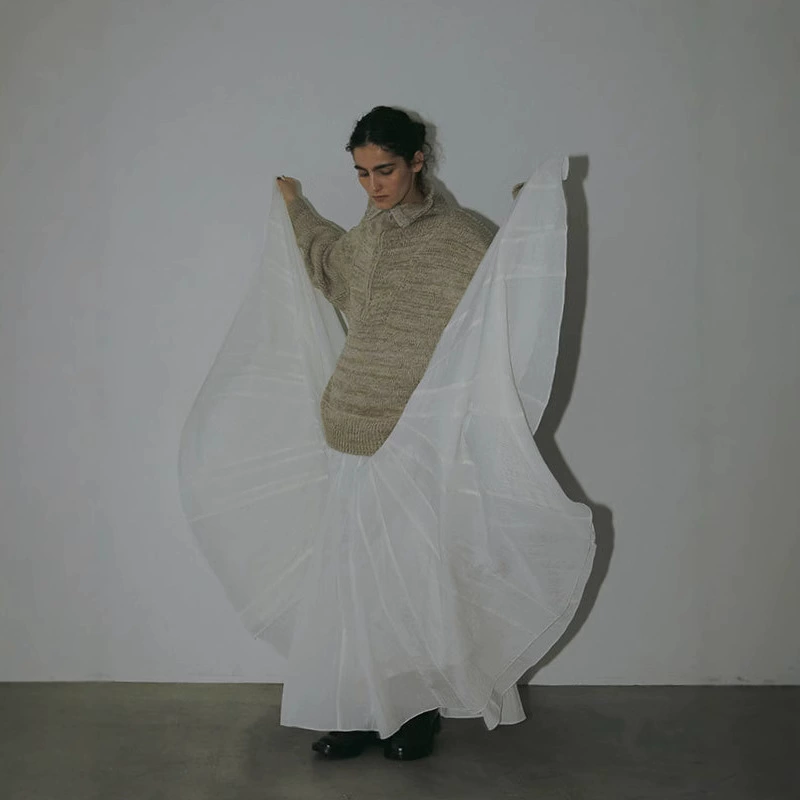 Сухой журавль весна и лето ретро-модный продвинутый зонтик супер красивый бюст свободная и удобная мягкая восковая кожа длинная юбка