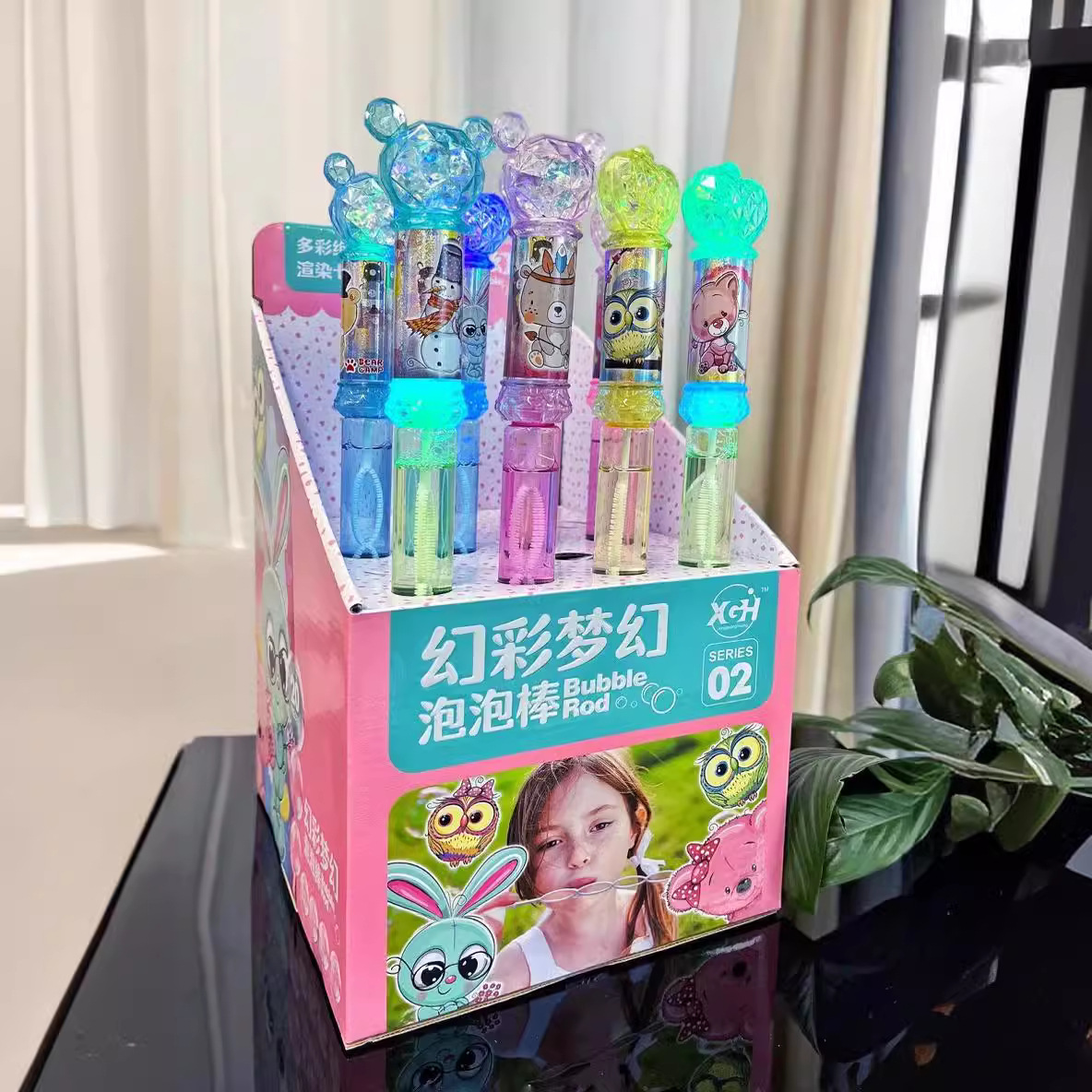 Niños nuevo luminoso burbuja palo luz intermitente burbuja máquina puesto noche mercado Parque escénico vacaciones burbuja juguete