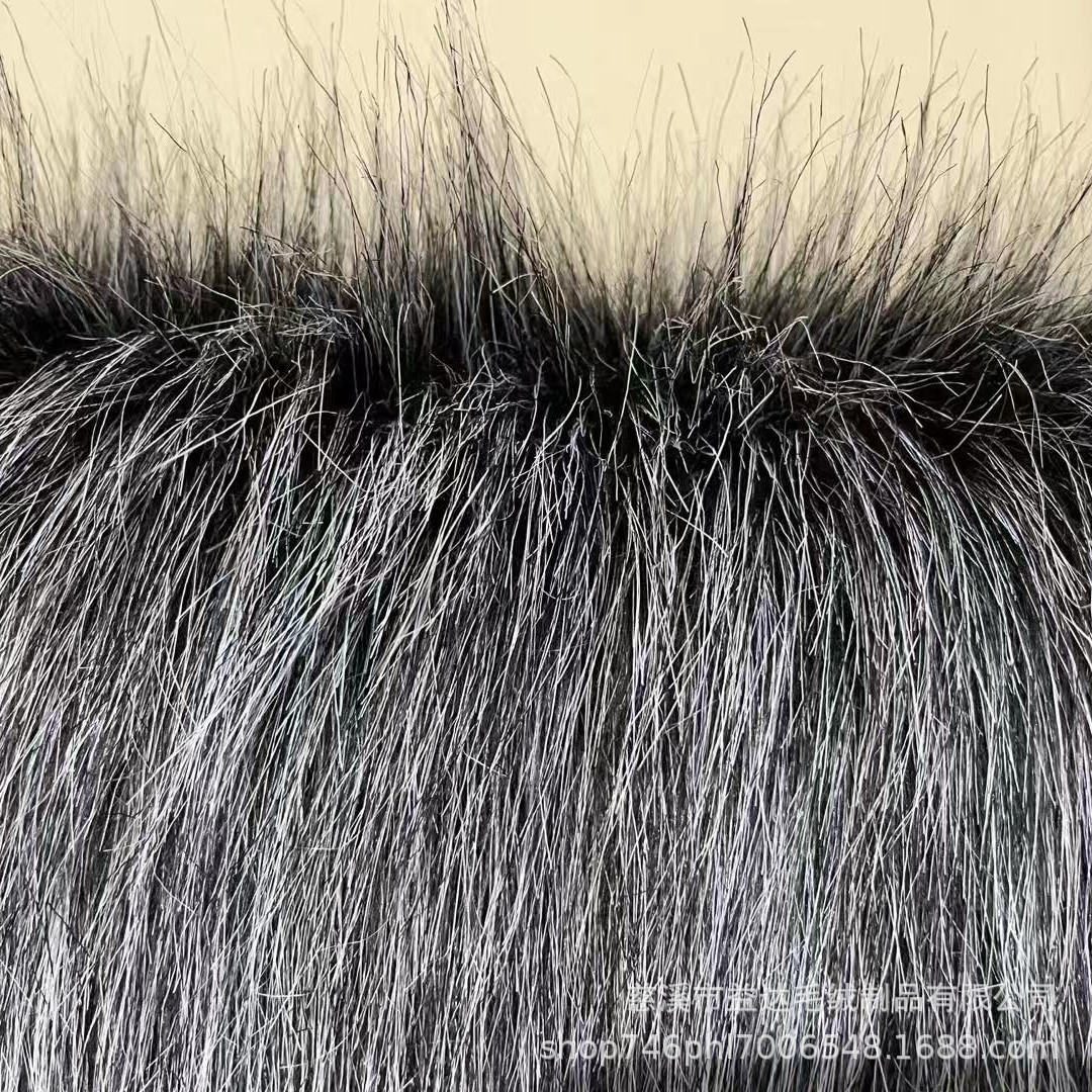 黑夹白丝仿海派毛 长毛绒布料 人造假毛 服装玩具工艺品毛绒面料