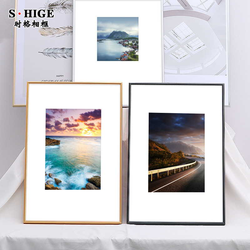 Simple aluminum alloy picture frame narrow side wall hanging simple photo frame a3A4 poster frame 4k8 open any size