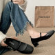 Fashion Elegant French Style Retro Square Toe Chunky Heel Small Leather Shoes Women's 2025 New Spring and Autumn Height Increasing Mary Jane Single Shoes