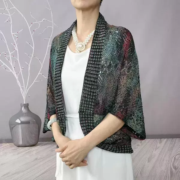 [Xinfang] [Ice Silk Colorful Cardigan] New Summer and Autumn Knitted Shawl All-match Ice Silk Satin Color Shawl Women
