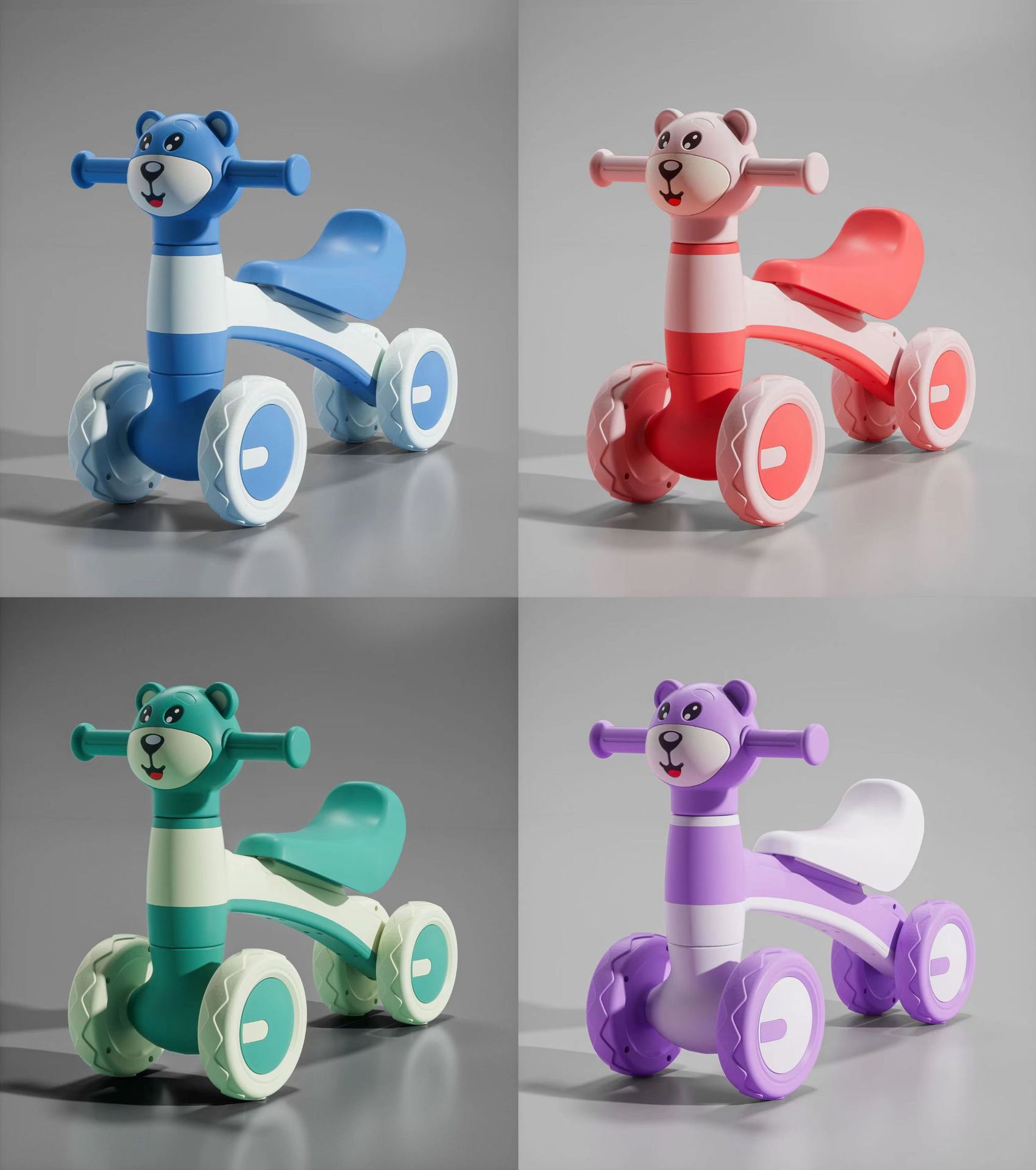 Montable de Equilibrio de 4 Ruedas para Bebé de Plástico Sin Pedales para Bebés