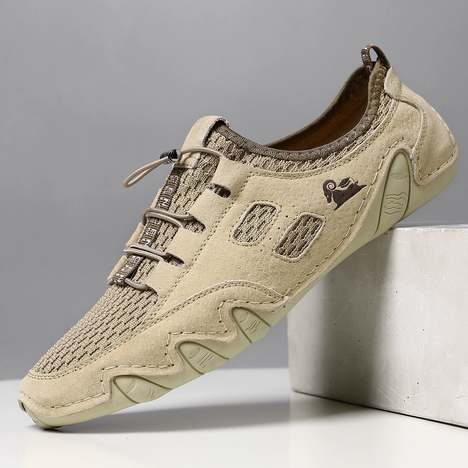 Трансграничная летняя трансграничная дышащая мужская повседневная спортивная обувь большого размера кожаная сетчатая обувь корейская модная мужская обувь