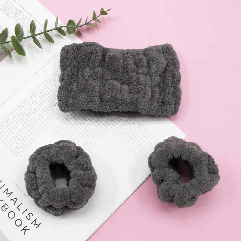Cara lavado pelo banda coral felpa Mujer estudiante diadema alto elástico antideslizante Otoño e Invierno máscara lavado headbufanda tocado