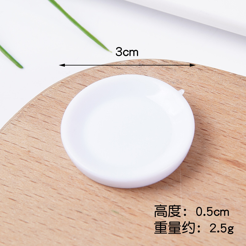 Plato pequeño de plástico blanco simulado para comida, mini plato de comida rápida, plato para bricolaje, juguete de comida, contenedor para pegamento en crema, accesorios.