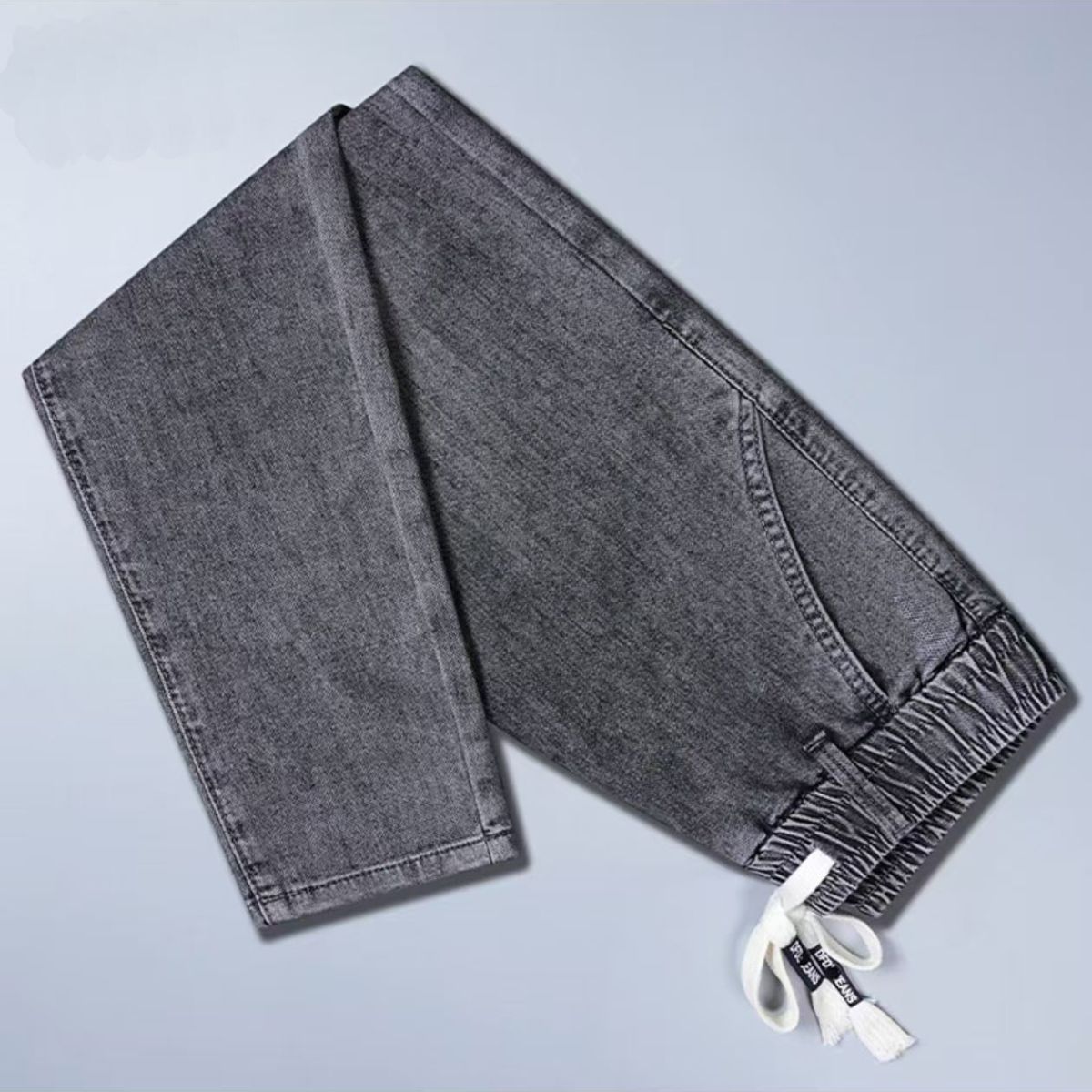 Men's Spring Summer Loose Casual Jeans With Drawstring Elastic Waist_voghion.com