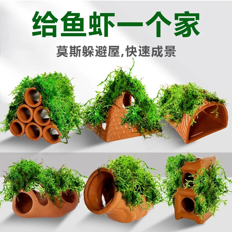Аквариум водные растения пейзаж мох водные растения ленивый настоящий завод Рыба Креветки скрывающийся горшок креветки дом маленькие украшения маленькая рыба скрывается дом