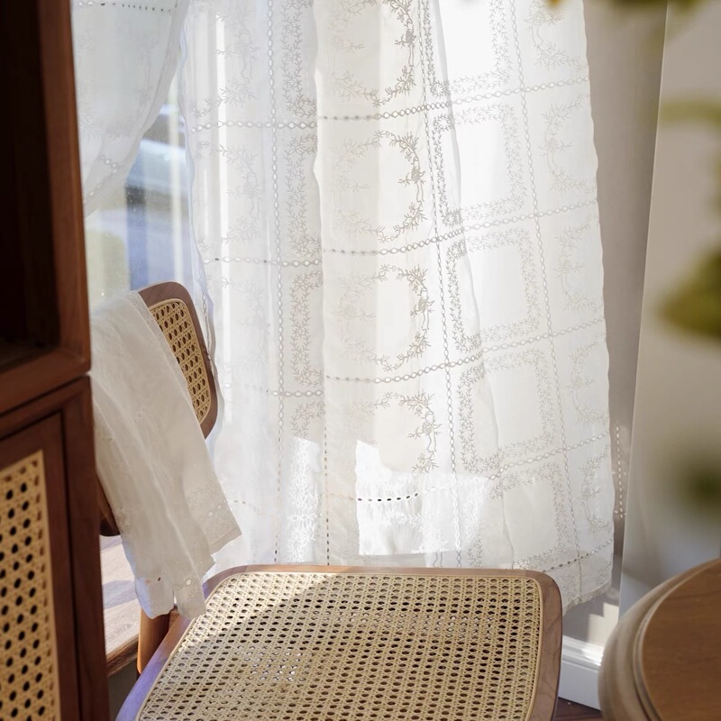 Sometimes the Sky Is Clear Linen Gauze Door Curtain Japanese Partition Fabric Decoration Beige Fairy Small Curtain Finished Short Curtain Wholesale