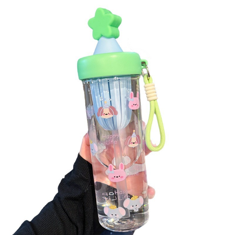 新型シンプルなコップ女子学生の高颜値ストロー付き茶倉プラスチックコップ夏学生の大容量外出コップ|undefined
