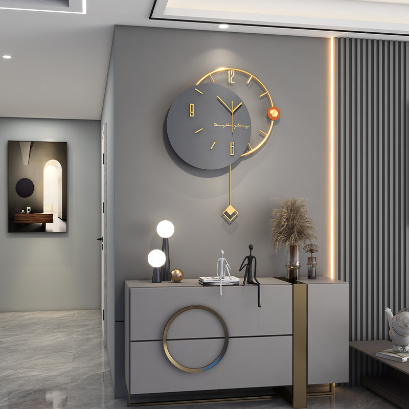Reloj de pared moderno y accesorio de lujo para sala de estar, decoración sencilla de alta gama para el hogar, reloj silencioso, reloj creativo sin perforaciones para colgar en la pared
