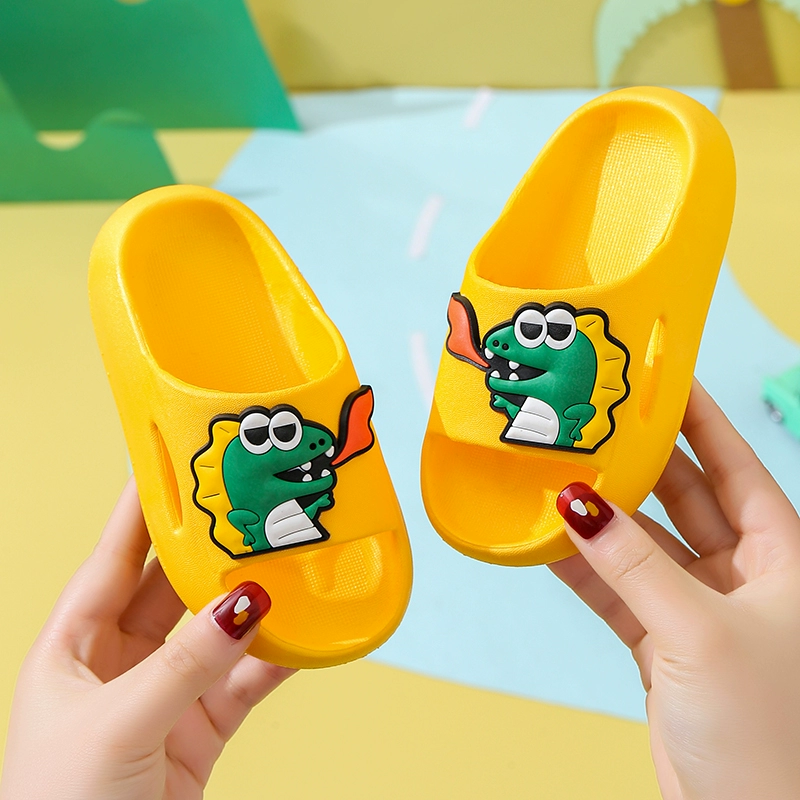 Детские тапочки с динозаврами из мультфильма для мальчиков, на платформе, с нескользящей горкой, 3D, мягкая подошва