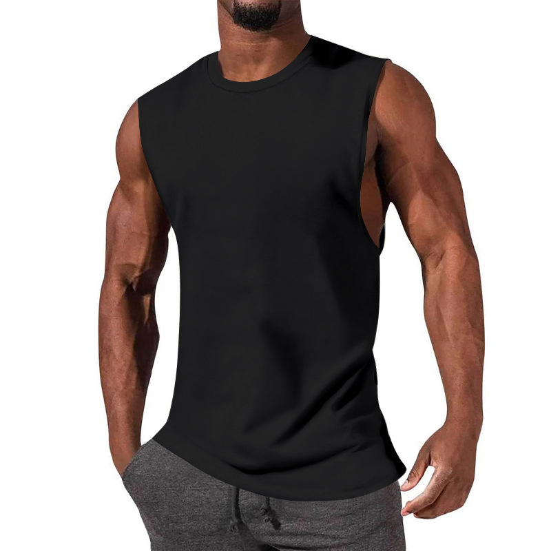 2024 New T-shirt Muscle Sports Casual Sleeveless Solid Men's Top Sweetheart_vogarts.com